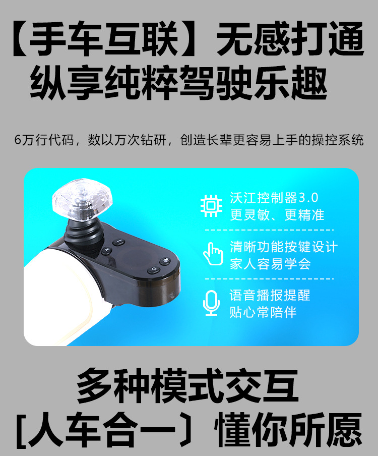 Electric Wheelchair, Electric Foldable Lightweight Intelligent Fully Automatic Mobility Scooter for the Elderly, Four-Wheel Lithium Battery Wheelchair
