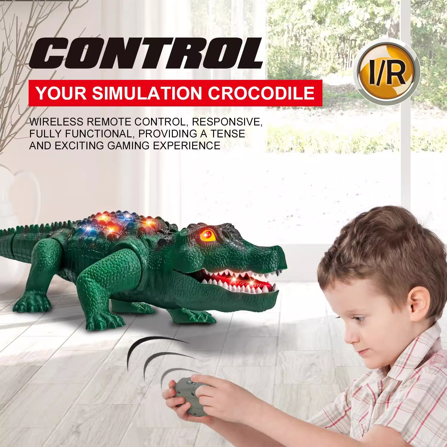 Juguetes de cocodrilo de control remoto transfronterizo Amazon simulación de sonido de sonido de rastreo eléctrico de niños manipulación de juguetes de control remoto parodia