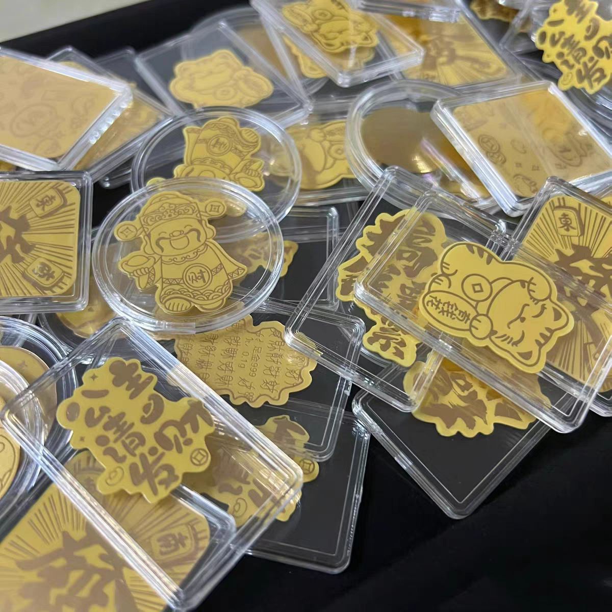 足金999黄金手机贴公主请发财暴富贴纸金卡片引流小礼品定制批发