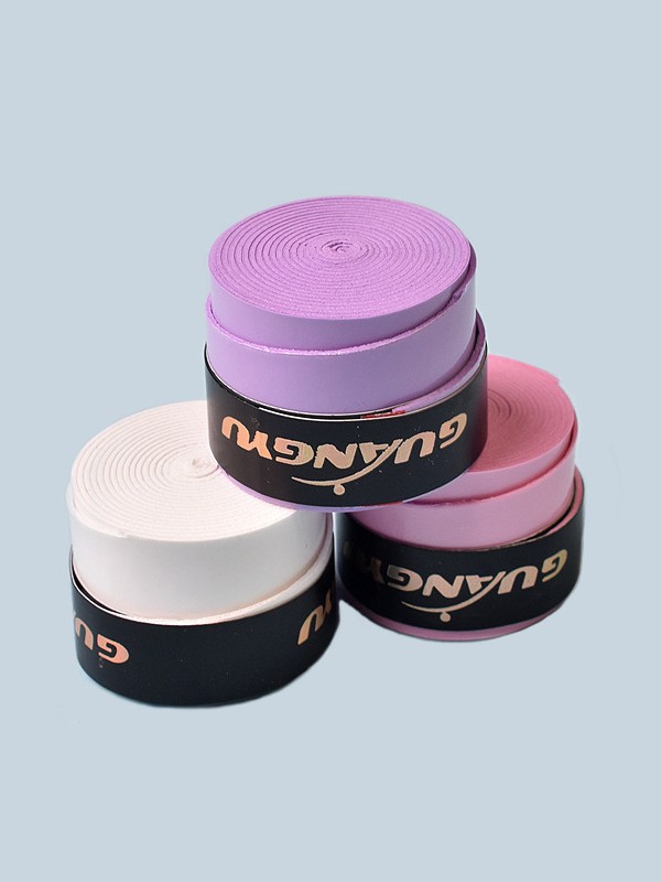 Cinta adhesiva para empuñadura de raqueta de bádminton Guangyu, plana, de PU, elástica, de alta elasticidad, banda de enrollamiento, cinta absorbente de sudor, venta al por mayor.