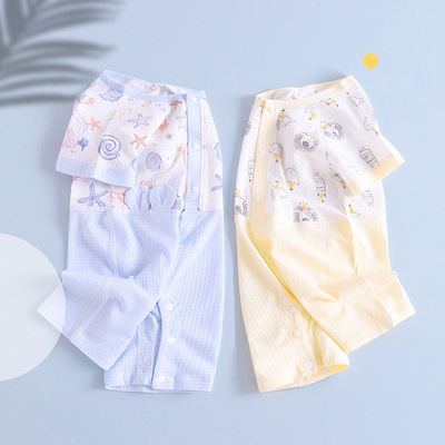 baby one-piece garment Short sleeved summer Thin section Jacquard weave men and women baby Summer wear Romper Climbing clothes Newborn clothes