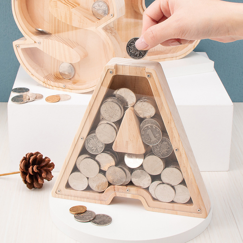 Wooden rubber acrylic piggy bank