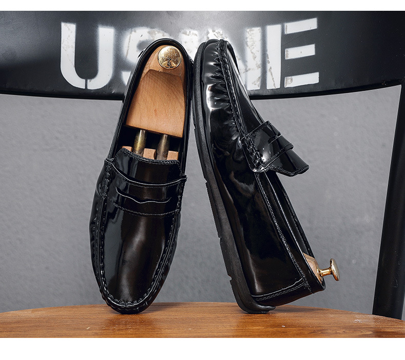 Bean shoes men soft soles all business bright casual shoes men's loafers_vogvips.com