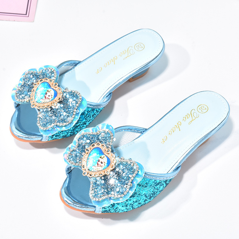 Sandalias DE LOS NIÑOS DE VERANO punta abierta sequined bebé princesa zapatos antideslizante hogar zapatos de los niños niñas pequeños zapatos de diamantes de imitación de tacón alto