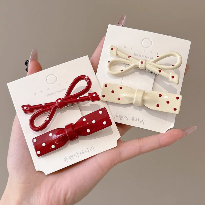 Anchor Red Dot Bow Clip Clip Clip Side Sweet Girl Clip Red Red Hair Adornement Tarjeta de pelo de mujer