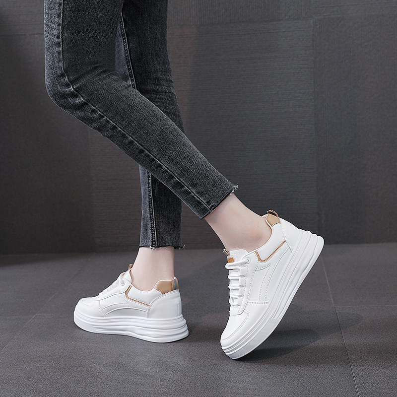 Inner Heightening Small White Shoes New Women's Shoes Plank Shoes Thick Soles