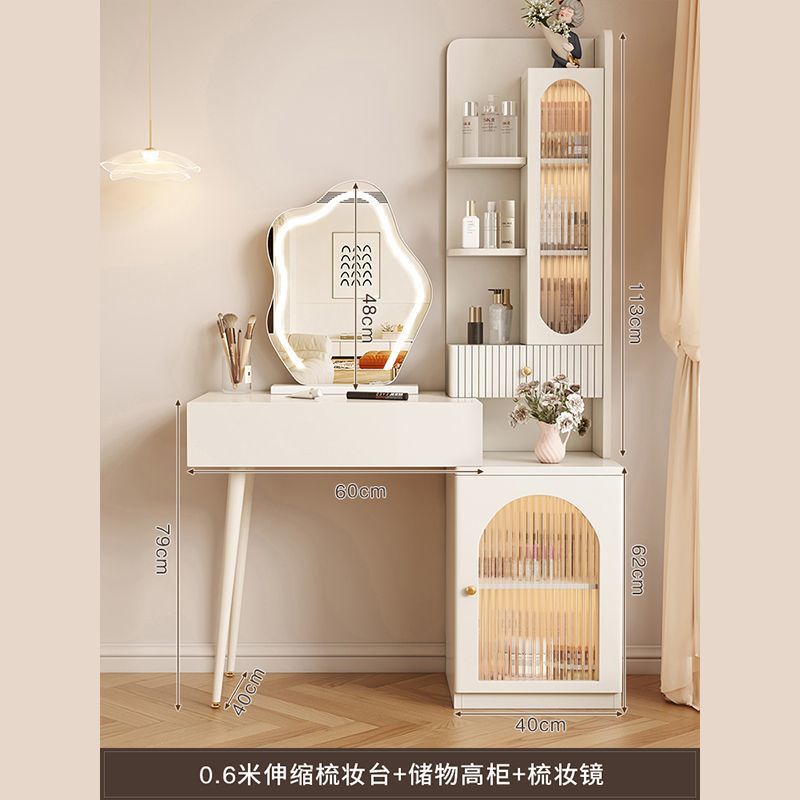 60CM 화장대 + 오른쪽 높은 캐비닛 + 거울