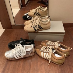 レトロなミス～メイラード風レースアップ本革スポーツカジュアルシューズ、ドイツ軍訓練靴風レディーススニーカー