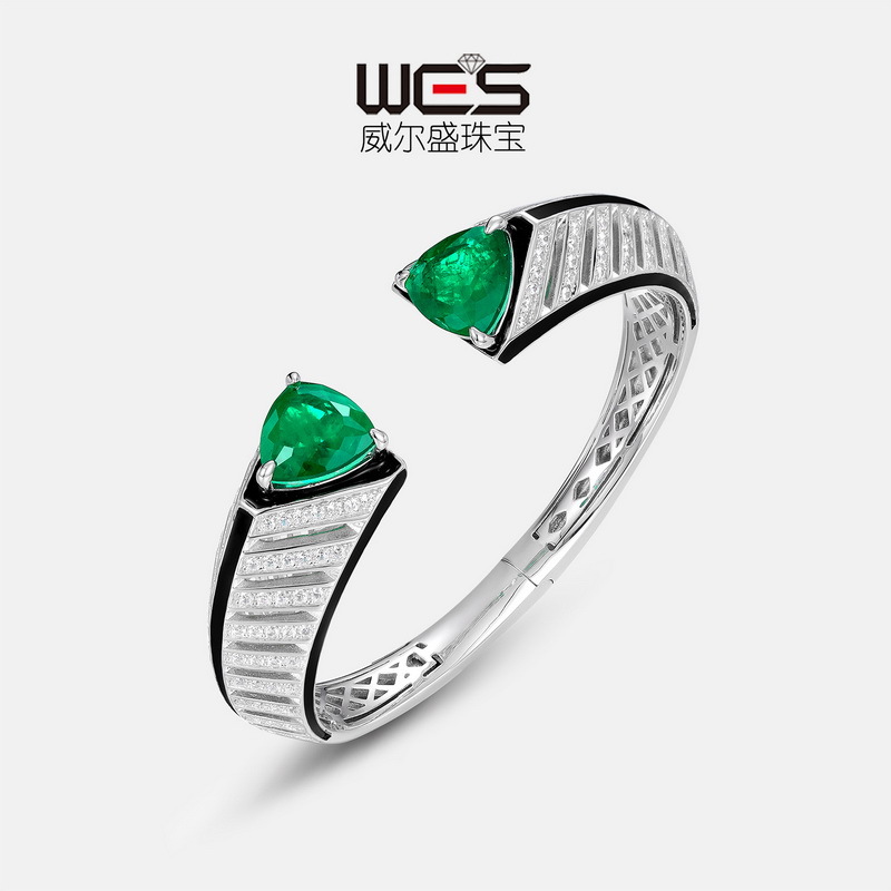 Exquisito calor transfronterizo cultivo de alta gama pulsera del tesoro de color S925 plata Europa y América retro abuela verde pulsera apertura