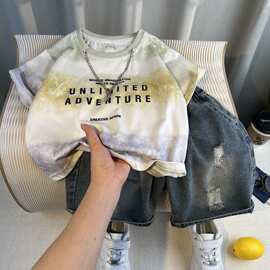 男童夏装2026新款酷帅儿童短袖套装男孩夏季衣服宝宝薄款两件套潮