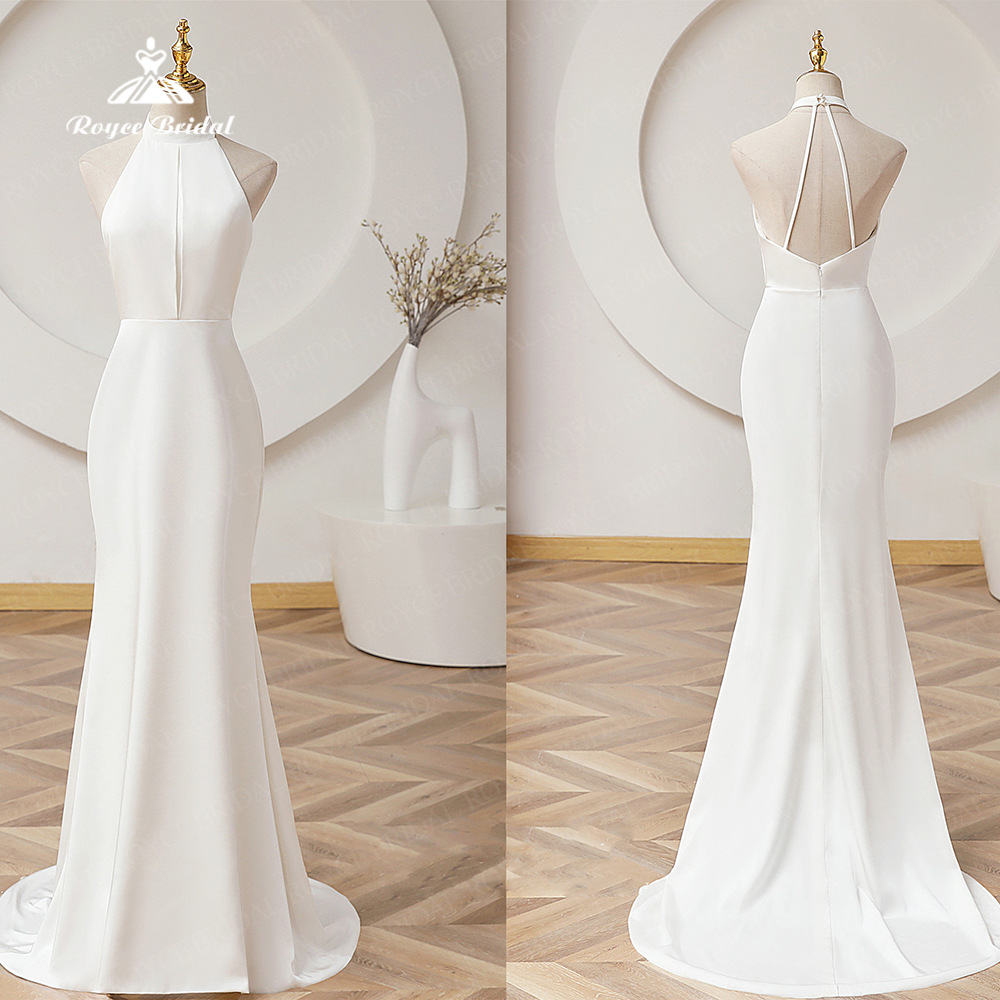 Mermaid Wedding Dress for Women 2026 New Satin Overseas Warehouse Southeast Asia Backless Halter Neck Elegant Light Wedding Dress