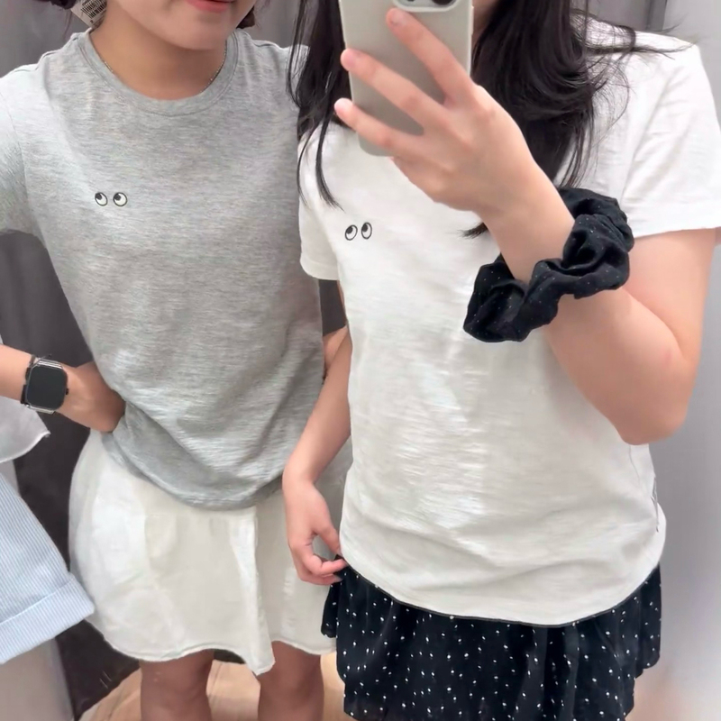 Uraz Bamboo Cotton Eye T-Shirt! Short-Sleeved Anya Collaboration Bamboo Yarn Top 2025 Summer Style 477507