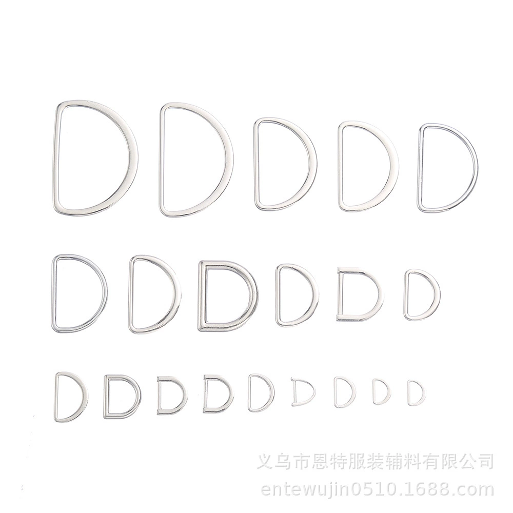 Металлическое D-образное кольцо из сплава, D-образная пряжка для одежды, аксессуары для рюкзаков и багажа, фурнитура, полукруглое кольцо, производитель, оптовая продажа