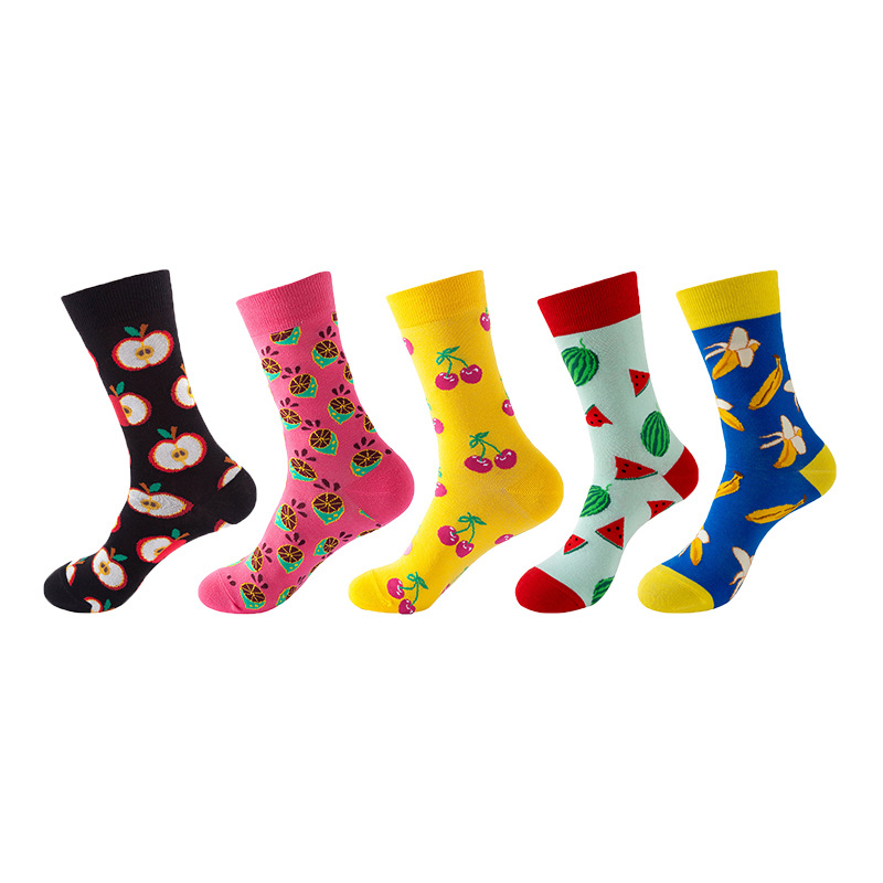 5 pares de calcetines de comercio exterior europeos y americanos calcetines de otoño e invierno para hombres calcetines de media pantorrilla ins par calcetines de moda calcetines de baloncesto de las mujeres al por mayor transfronteriza