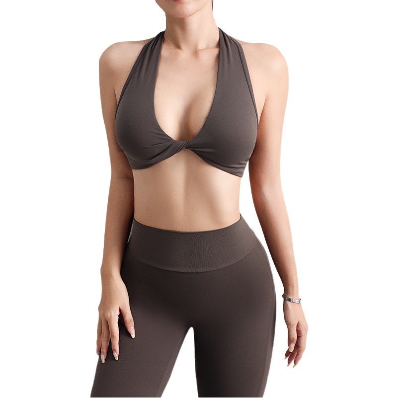 Sujetador deportivo con cuello halter, sujetador deportivo para yoga, top de yoga sexy con espalda hermosa, ropa interior de yoga para fitness, ropa de yoga