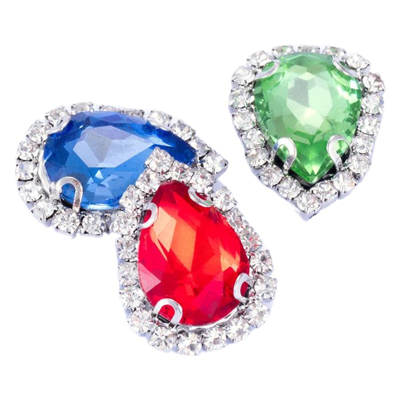 Diamante de gota de agua, taladro de pata engrosado, soporte inferior, perforado artificial, taladro cosido a mano, zapatos, sombreros, accesorios de ropa, hebilla de cristal de gota de agua