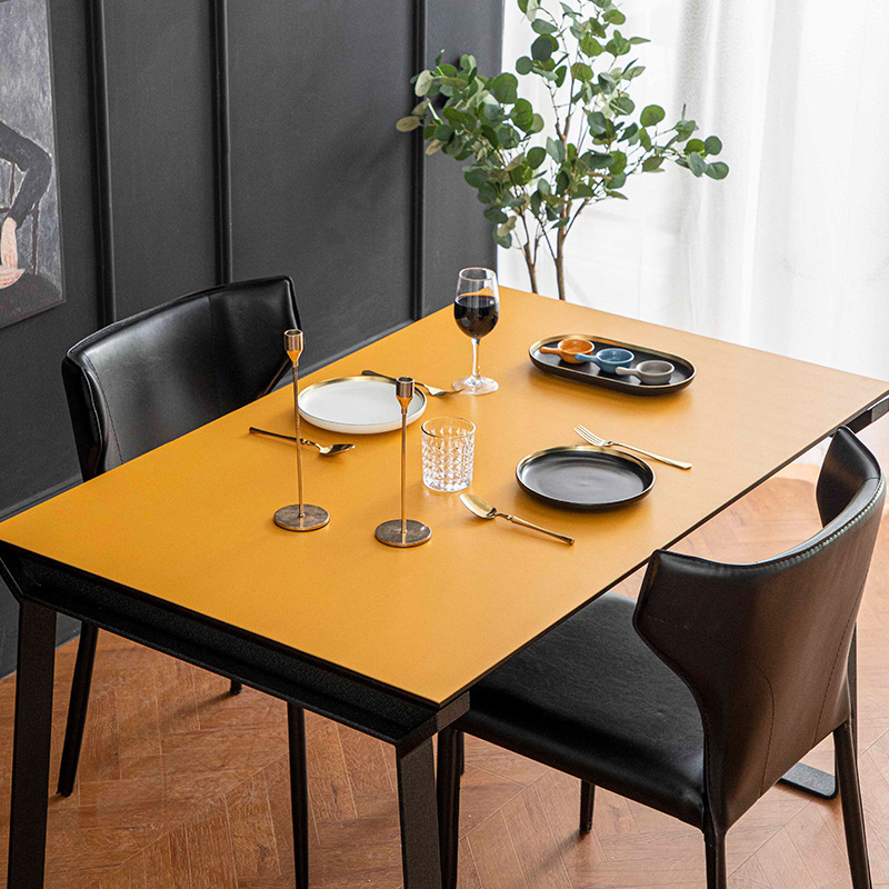 Double-Sided Pure Color Leather Tablecloth Waterproof and Oil-Proof No-Wash Household Rectangular Tablecloth Coffee Table Mat Pu Leather Table Mat