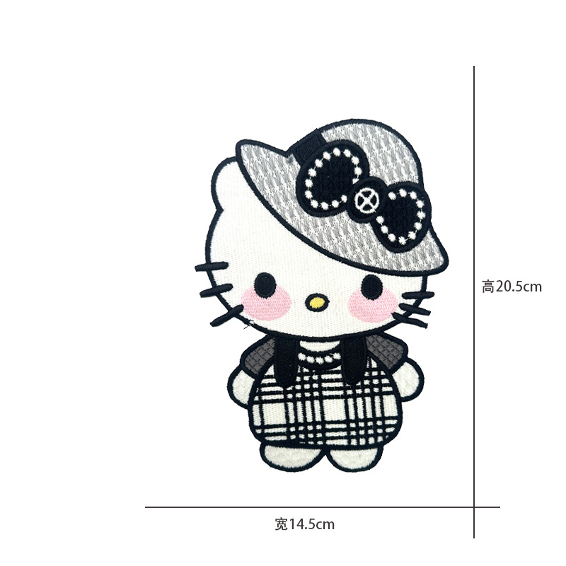 Cartoon al por mayor bordado por computadora kt pegatinas de tela de gato Sanliogou diy pegatinas de parche tejido cesta de ropa adorno accesorios pegatinas