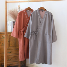 日系男女睡衣春夏季和服浴袍色织棉纱家居服日式汗蒸服睡袍家居服