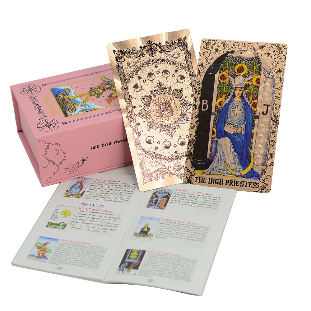 78 Tarot Cards Of The Twelve Zodiac Signs, Rose Gold Plastic Tarot...