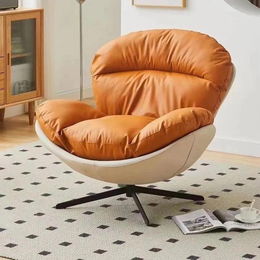 Nordic Single Swivel Sofa Chair Modern Simple Home Living Room Balcony Bedroom Leisure Chair Light Luxury Lazy Rocking Chair