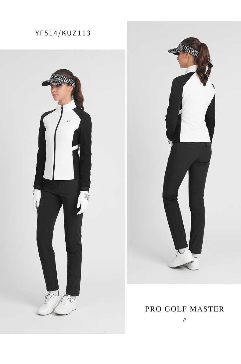 Áo khoác golf nữ chần bông giữ ấm phối màu tôn dáng — Yf514-xanh Navy Trắng [chần bông], Yf514-trắng Đen [chần bông] chi tiết 7