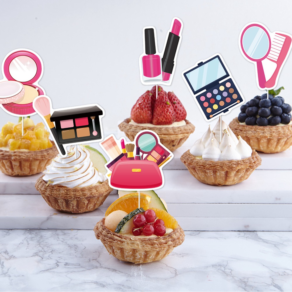 Nueva decoración de fiesta de cumpleaños maquillaje conjunto de temas de maquillaje decoración de fiesta de cumpleaños tarta de bandera