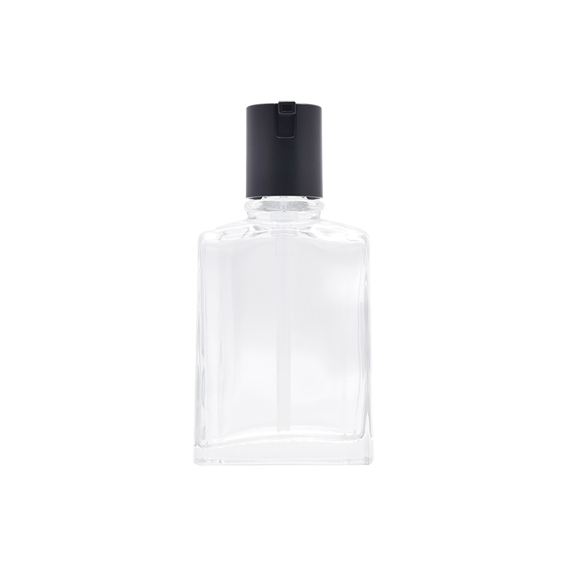 跨境方形透明玻璃乳液瓶80ml 护肤品精华喷雾瓶 磨砂分装瓶批发