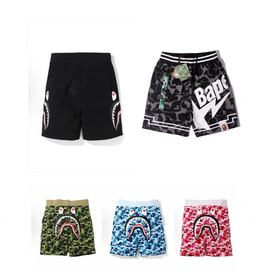 bape シャーククロスボーダー貿易 男女兼用カジュアルショーツ ハワイアンリゾート ティーンエイジャー向け 3Dプリントビーチショーツ