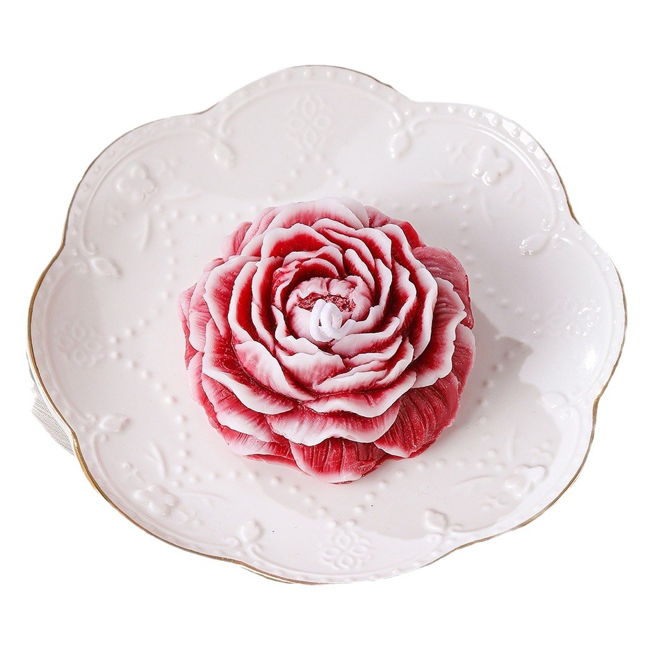 Caja de regalo con forma de peonía para regalo de recuerdo al por mayor, aceite esencial para mejor amiga, cumpleaños de chica, recién casados, vela perfumada con flores