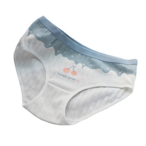 Sweet Cherry Cotton Panties Women's Threaded Soft Breathable Cotton Crotch Briefs Mid-Waist Student Shorts Girls