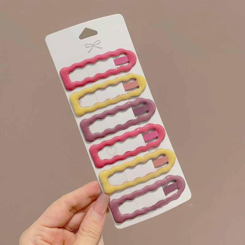 17 olas elípticas rosadas y amarillas 6 piezas