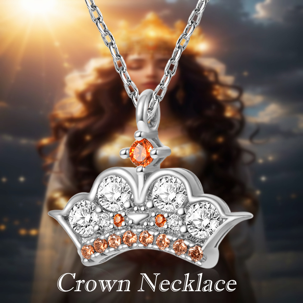 Colar com pingente de coroa de rainha em strass para mulher_voghion.com