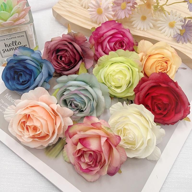 小號安娜玫瑰花頭花批發 歐式森系婚禮花牆裝飾假花配花頭飾