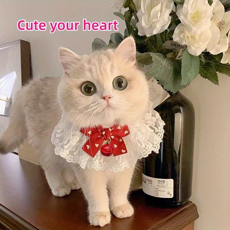 High-Looking Bow Bell Cat Bib Saliva Towel Sweet Pet Decoration Bow Dog Bib Cute