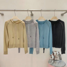 23新款BC风格重工钉珠轻薄休闲连帽蚕丝羊毛套装百搭卫衣小脚裤女