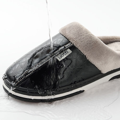 Home Large Size Waterproof Cotton Slippers for Men Winter Home Use Indoor Warming Anti-Slip Cotton Shoes for Men Autumn and Winter