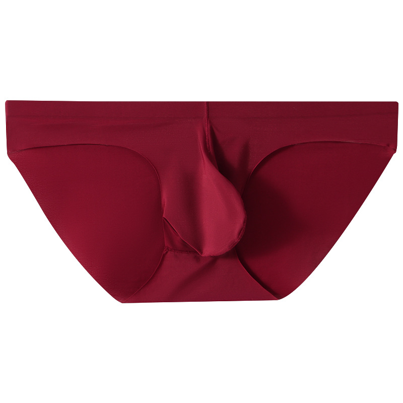 Primavera y verano nueva ropa interior sin costuras de seda de hielo calzoncillos para hombres pistola convexa separación de huevos secado rápido moda juvenil pantalones cortos de color sólido