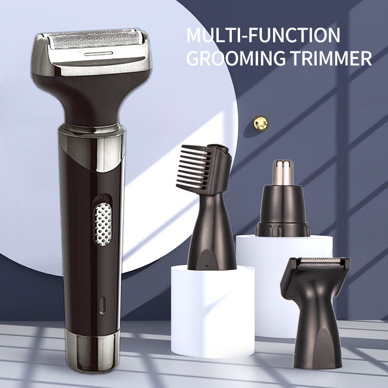 Cross-Border Multifunctional Men's Four-In-One Electric Shaver, Eyebrow Trimmer, Nose Hair Trimmer, Sideburn Knife, USB Grooming Set