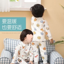 宝宝保暖衣套装婴幼儿三层夹棉秋衣秋裤儿童内衣加厚秋冬男童女童