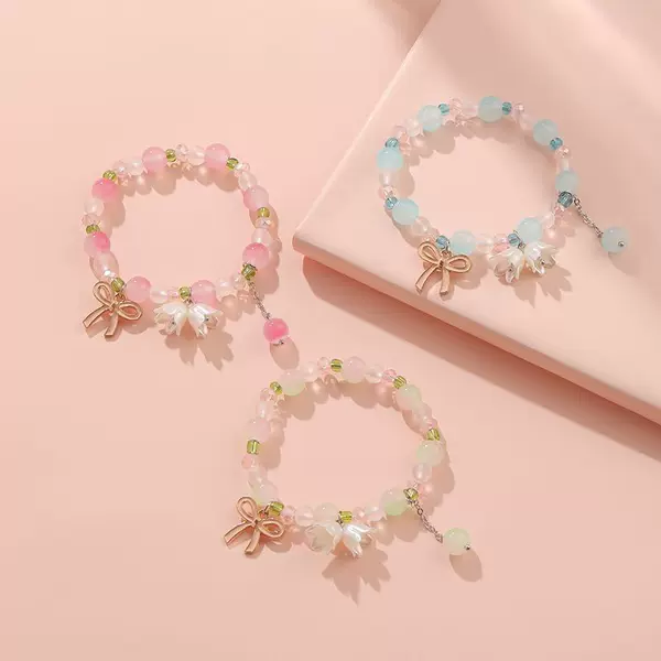 Children's Glass Bracelet Dopamine Style Sweet Bracelet Girls' Jewelry Wholesale Children's Bracelet Bracelet in Stock