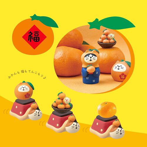 Zakka Japanese cat creative simulation honey citrus cat good luck miniature resin desktop craft ornaments