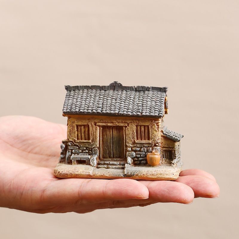 田舎の古い家の装飾品小さなモデルデスクトップクリエイティブマイクロ風景中庭鉢植え盆栽装飾|undefined