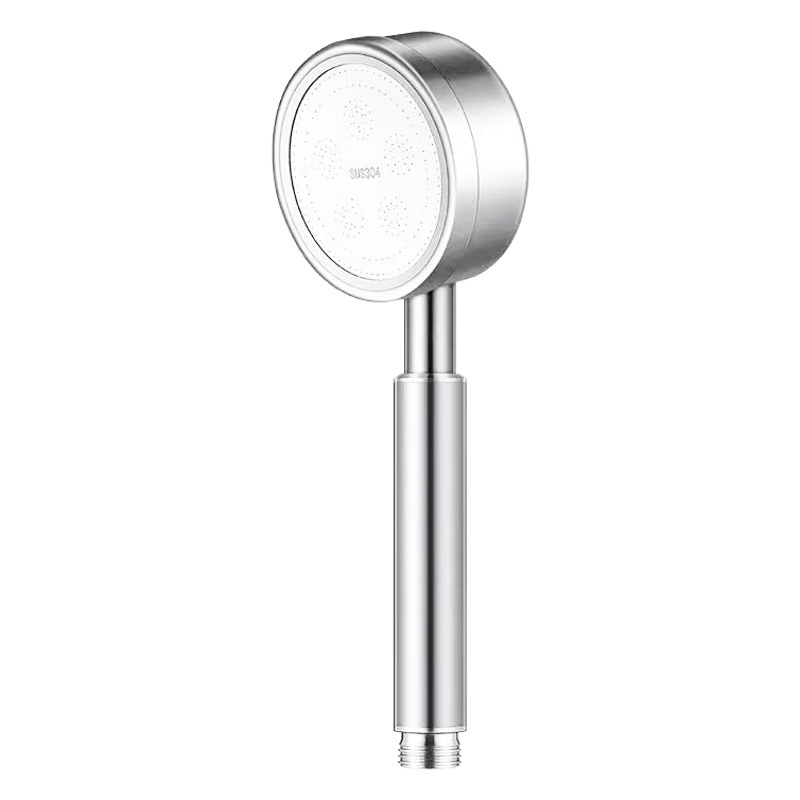 304 Stainless Steel Handheld Shower Head, Round Rain Shower Type, Pressurized Showerhead with Universal Interface, Anti-Corrosion and Rust-Proof