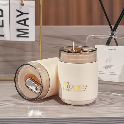 Simple press toothpick box large capacity creative home living room dining table toothpick jar portable automatic toothpick holder