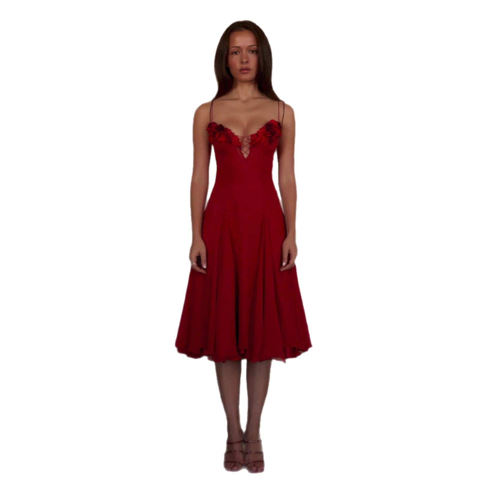 (Cross-border trading), (Wholesale), three dimensional evening dress, long skirt, flowered, mid-length 5