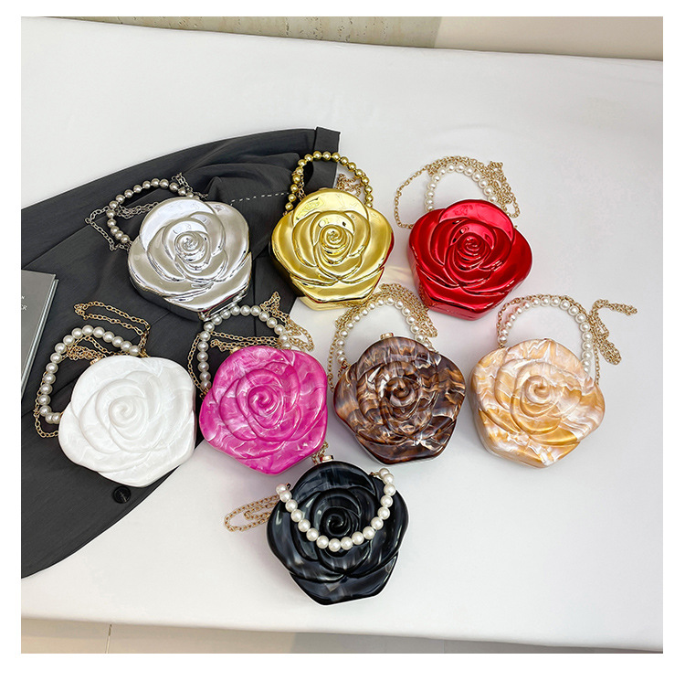 Elegante Blumen Acryl Handtasche Für Damen Einzigartige Box Tasche_voghion.com