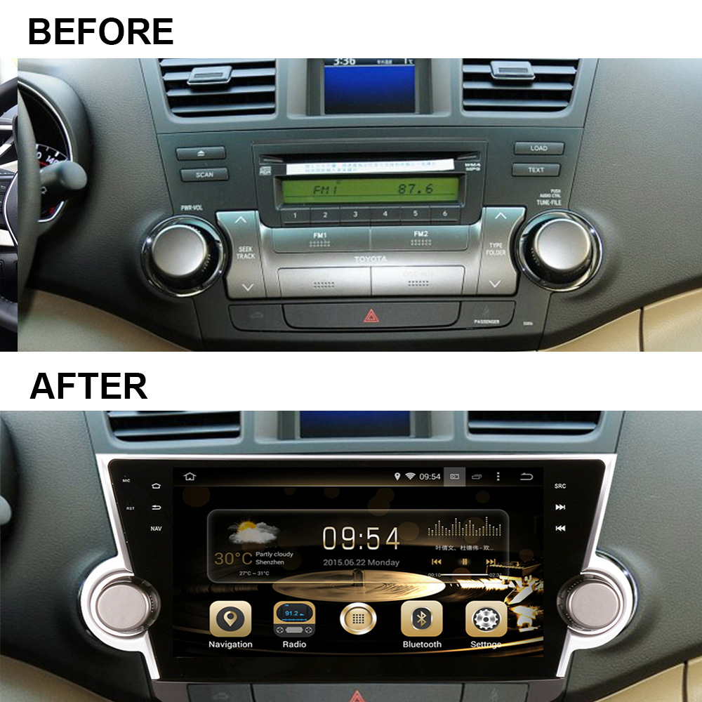 For Highlander 2008-2013 Large Screen 10.1 inch Car Navigation GPS