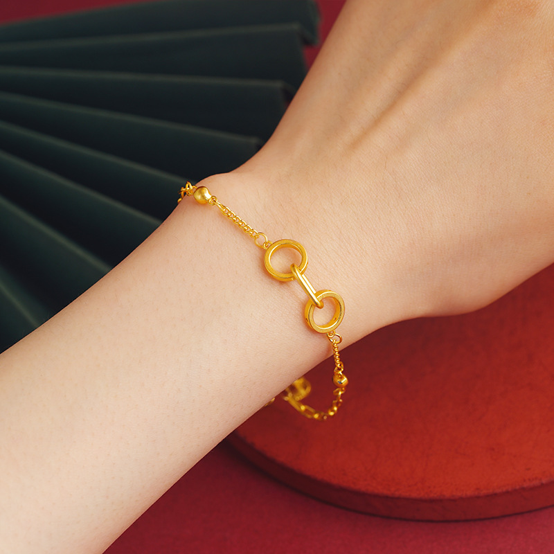 Nuevo anillo de aleación de cobre hebilla pulsera de mujer clásico todo partido joyería extensión cadena anillo hueco fábrica al por mayor