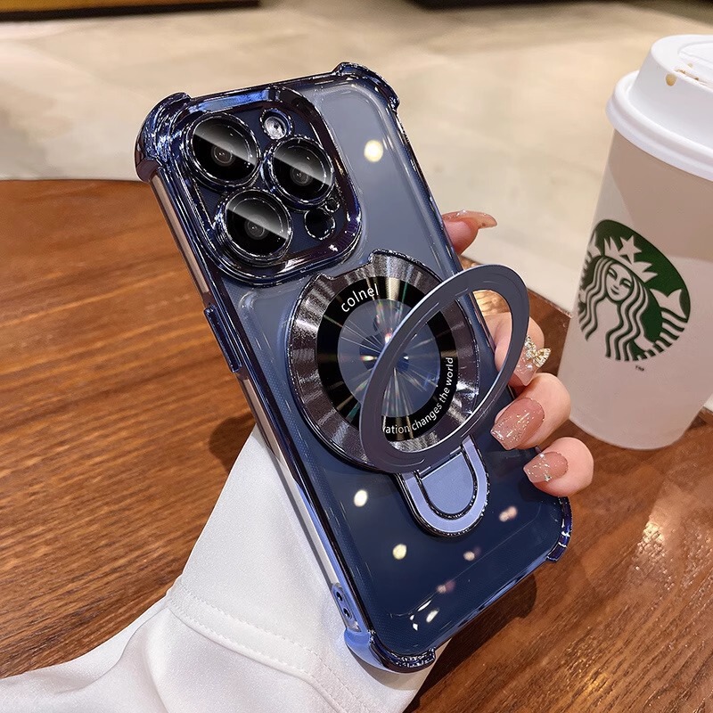 IPhone16メッキスタンド磁気吸引宇宙ケースリンゴ13promax全包携帯ケース15保護カバーを適用|undefined